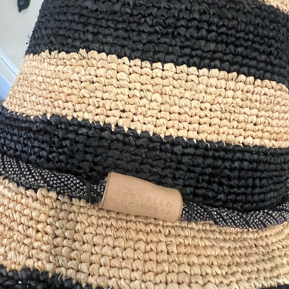 Brunello Cucinelli rafia black striped sun hat - Picture 4 of 4